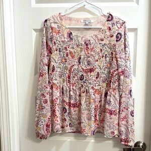 Rose & Olive Blush Pink Floral Smocked Peplum Tunic